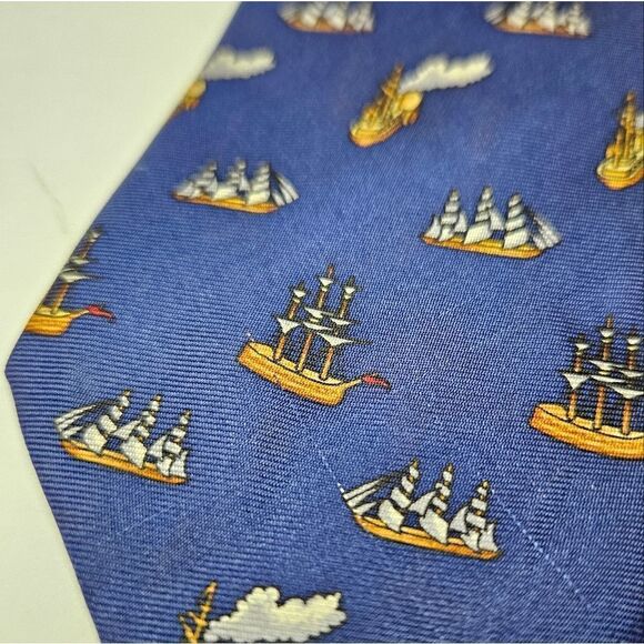 Set of 2 Vintage Metropolitan Museum of Art 100% Silk Neckties Nautical Boat Tie - Picture 7 of 8